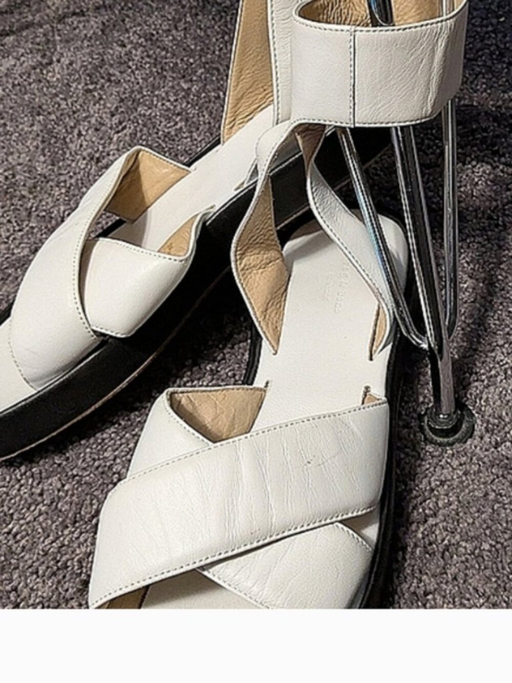 Rag & Bone White Black Cross-Strap Slide Sandals Size 38
